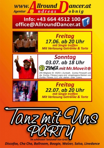 Tower Cafe Flyer 2016 bis 22.7. mit Zumba Fitness So 3.7. um 18h und 3 AD Singletreffen 17.6. u. 22.7.um 20h